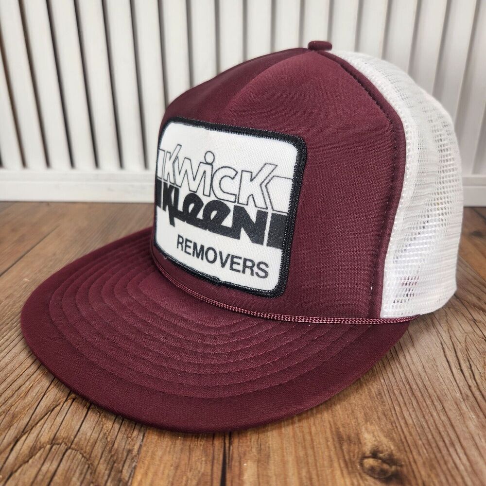 VTG OTTO Kwick Kleen Removers Snapback Trucker Hat Cap Maroon White Rope Patch